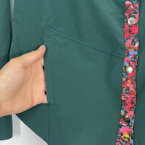 Without Walls Green Floral Button Up Jacket Size XS - Picture 3 of 8